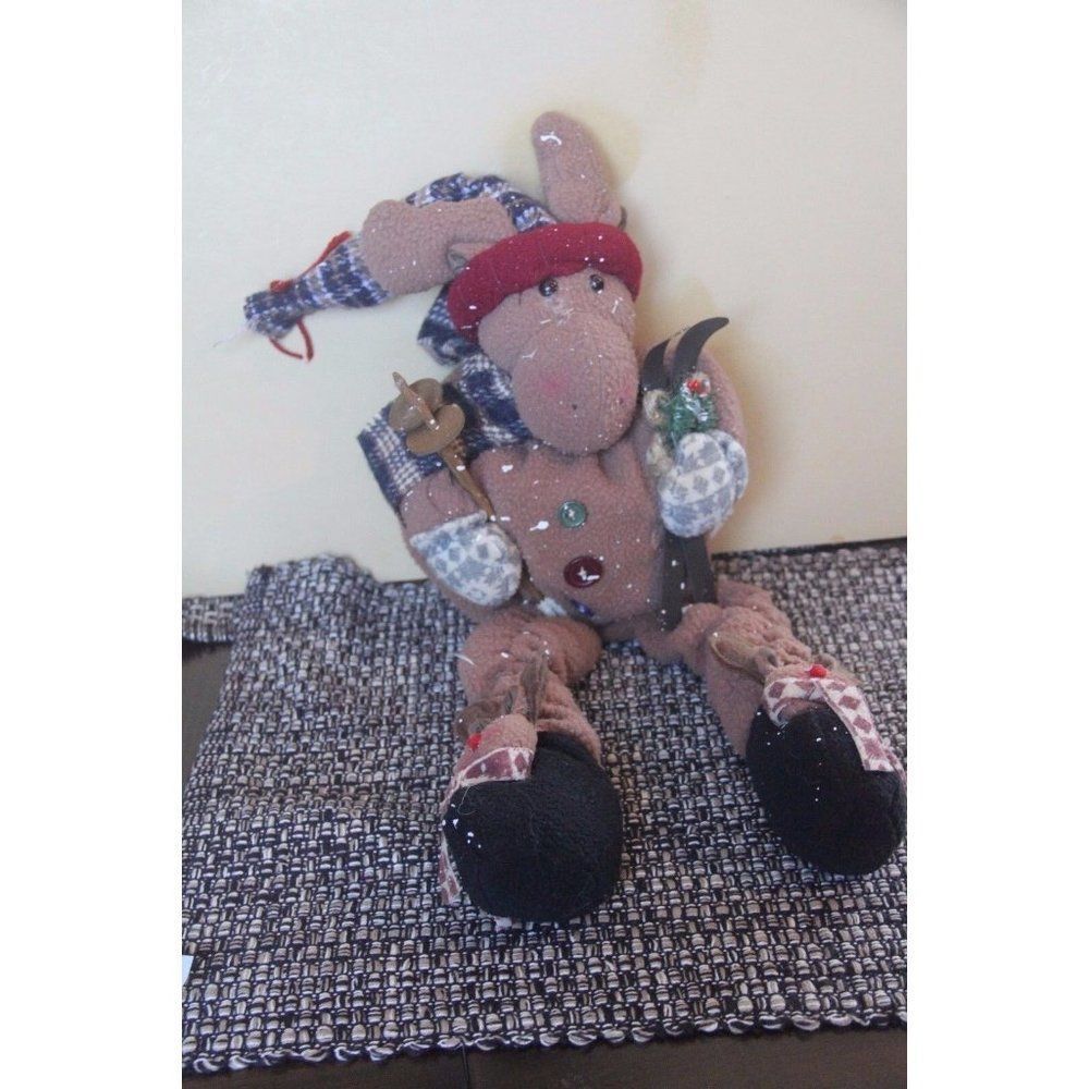 Reindeer decor figure figurine skier country‎ holiday Christmas deer shelf plush